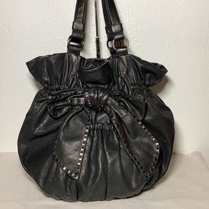 Unbranded Black Leather Bow Tote Shoulder Bag